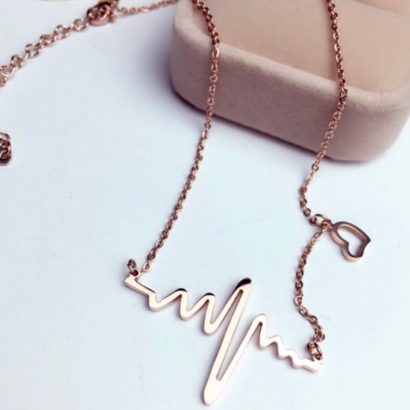 Gold EKG Heartbeat Necklace - Picture 2 of 3